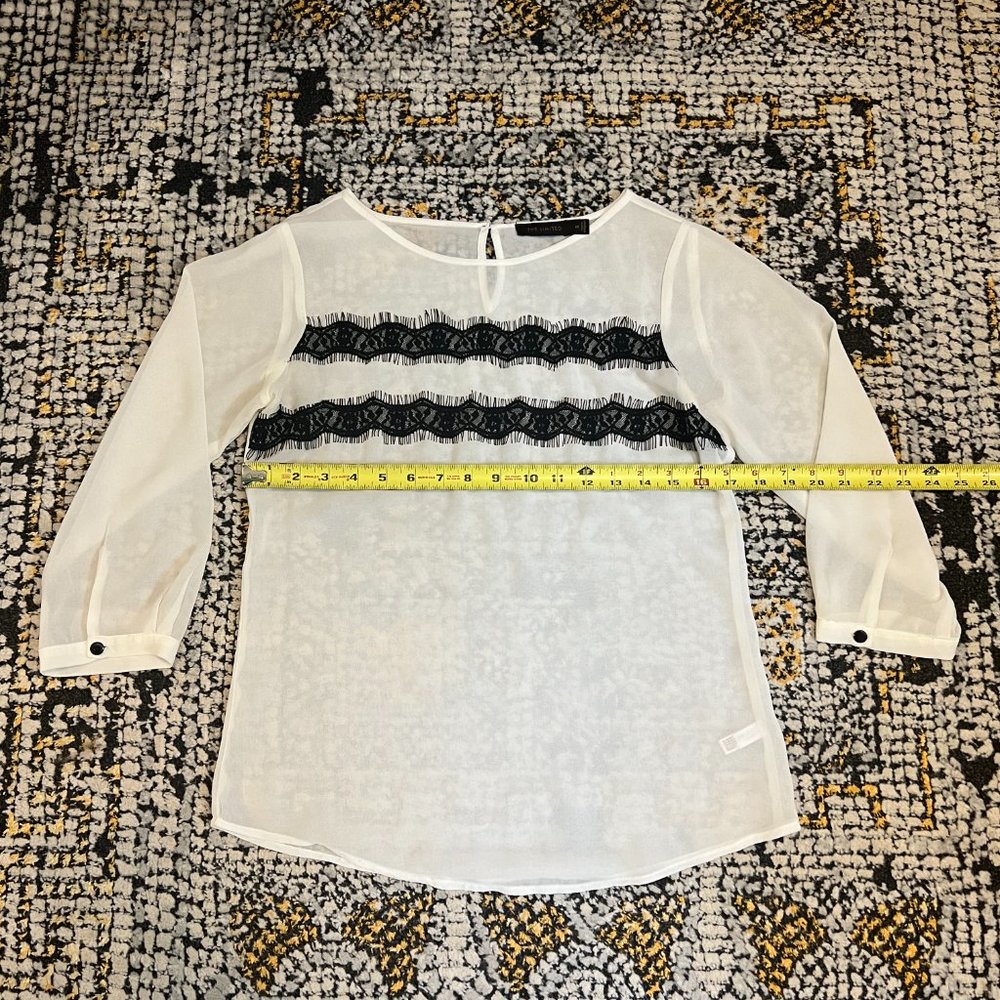 The Limited Women's White and Black Sheer Blouse - Size XS